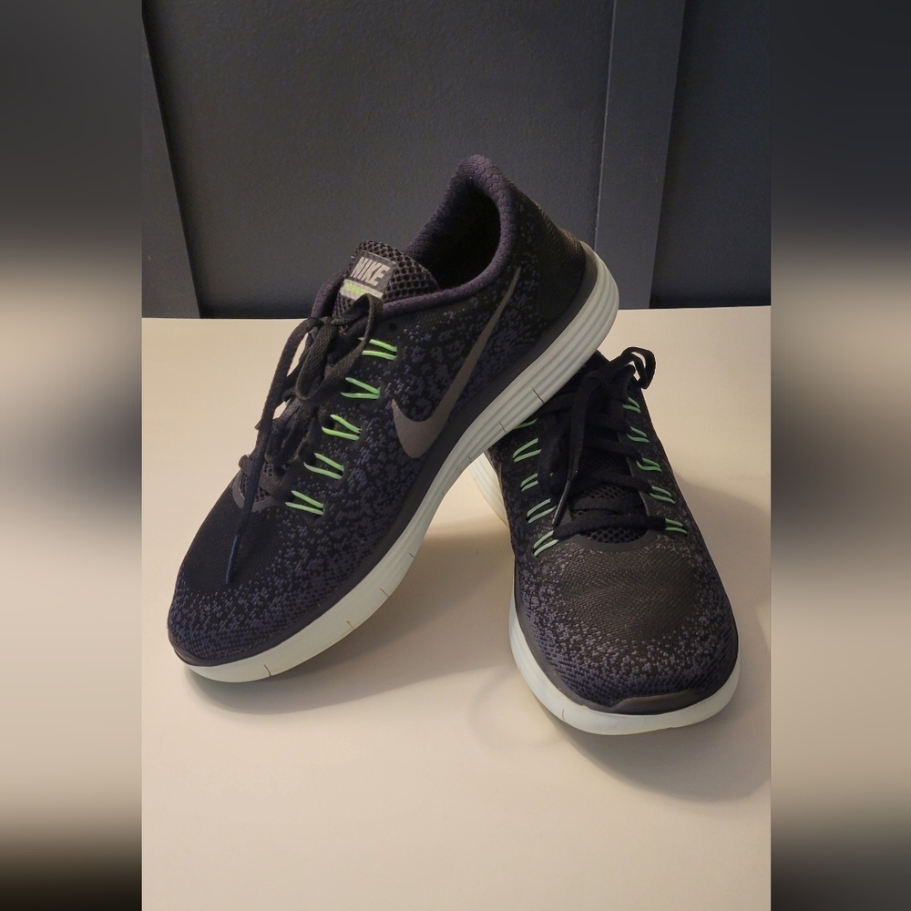 Nike Free RN Distance Running Sneakers Black/DarkGray/Neon Green, Women's Size 8